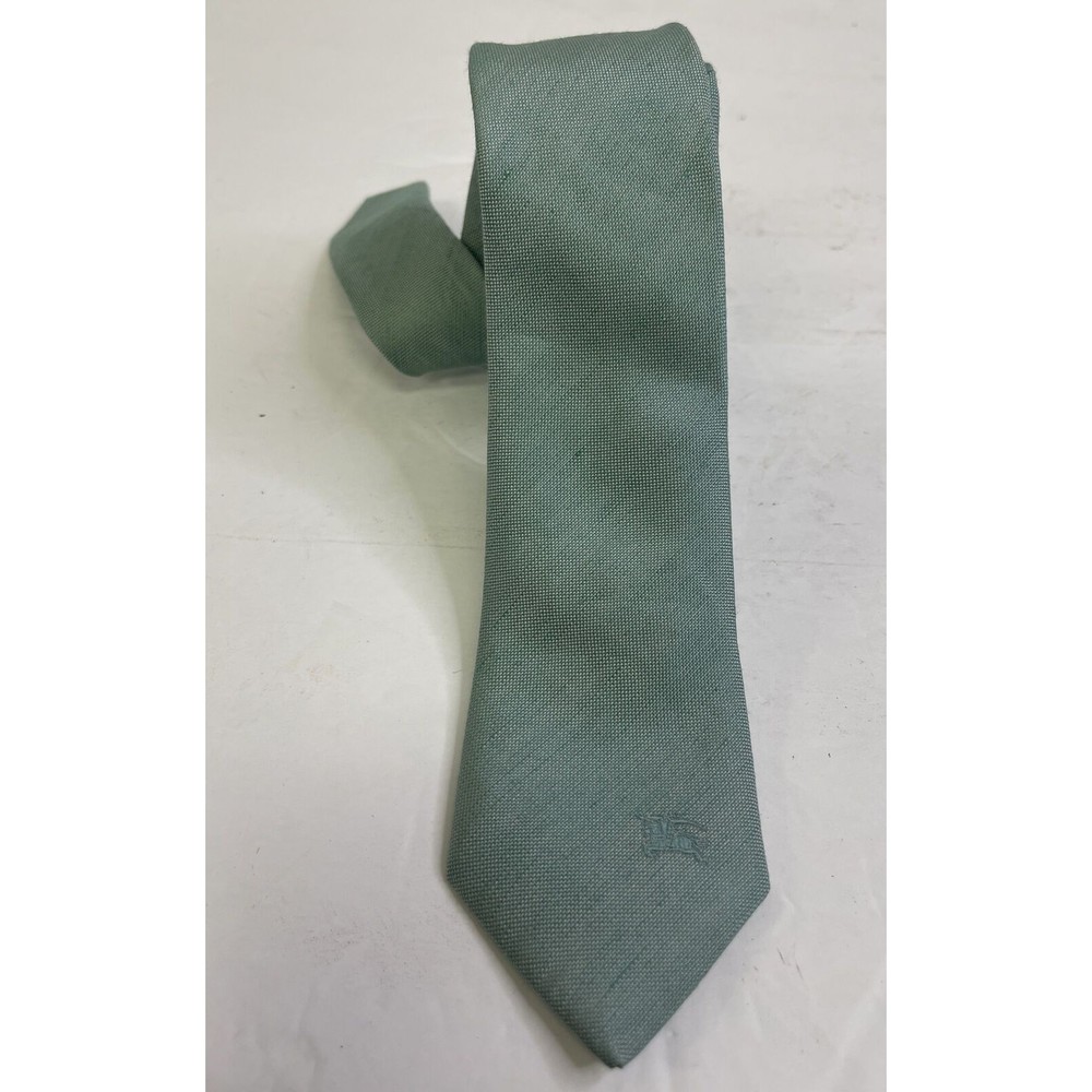 Burberry London Tie Green 57% Linen 43% Silk Skinny Tie $150